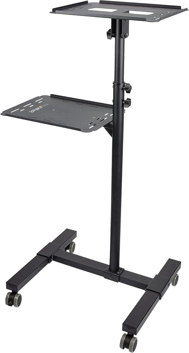 Mobiele Projector Stand - Presentatiekar Laptopwagen - Presentaties Geven - In Hoogte Verstelbaar - 10kg Per Plank - Zwart
