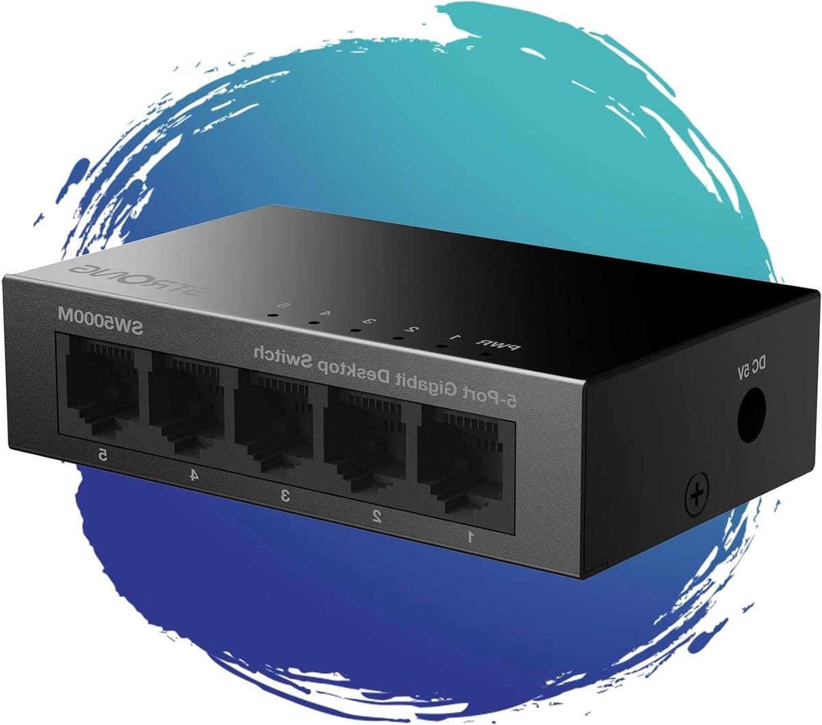 Gigabit Ethernet Switch - Netwerkswitch LAN - Netwerk Uitbreiden - 5 Poorten - 20 x 15 x 15 cm - Zwart
