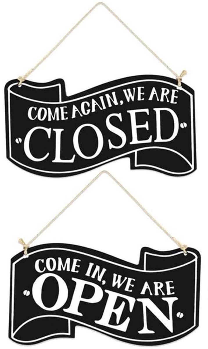 Solidchoice - Dailygoody - Houten Open Gesloten Deurbord - Vintage