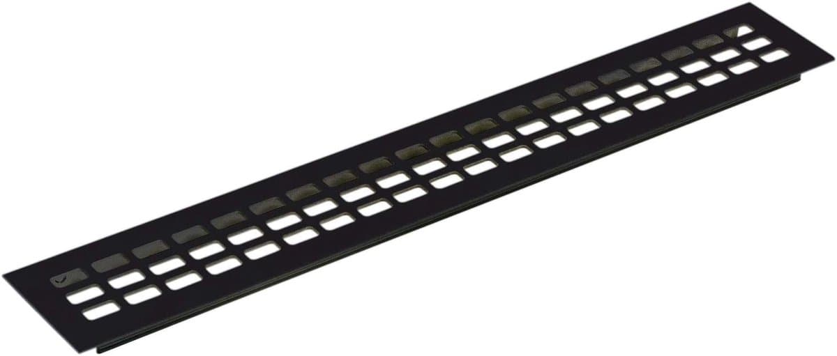 vasalat Ventilatierooster koelkast 600x80 mm, insteekbaar ventilatieplaat - ook voor kledingkasten en deuren, aluminium zwart geanodiseerd