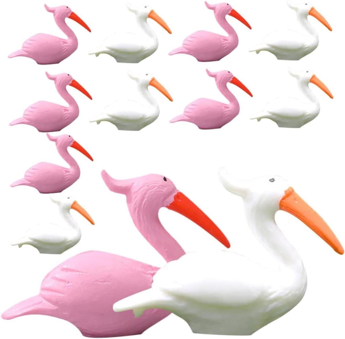 Flamingo Decoraties - Flamingo Beeldjes - Tuin Decoratie - Levensecht Ontwerp - 3 x 2.2 x 2 cm - Wit Roze