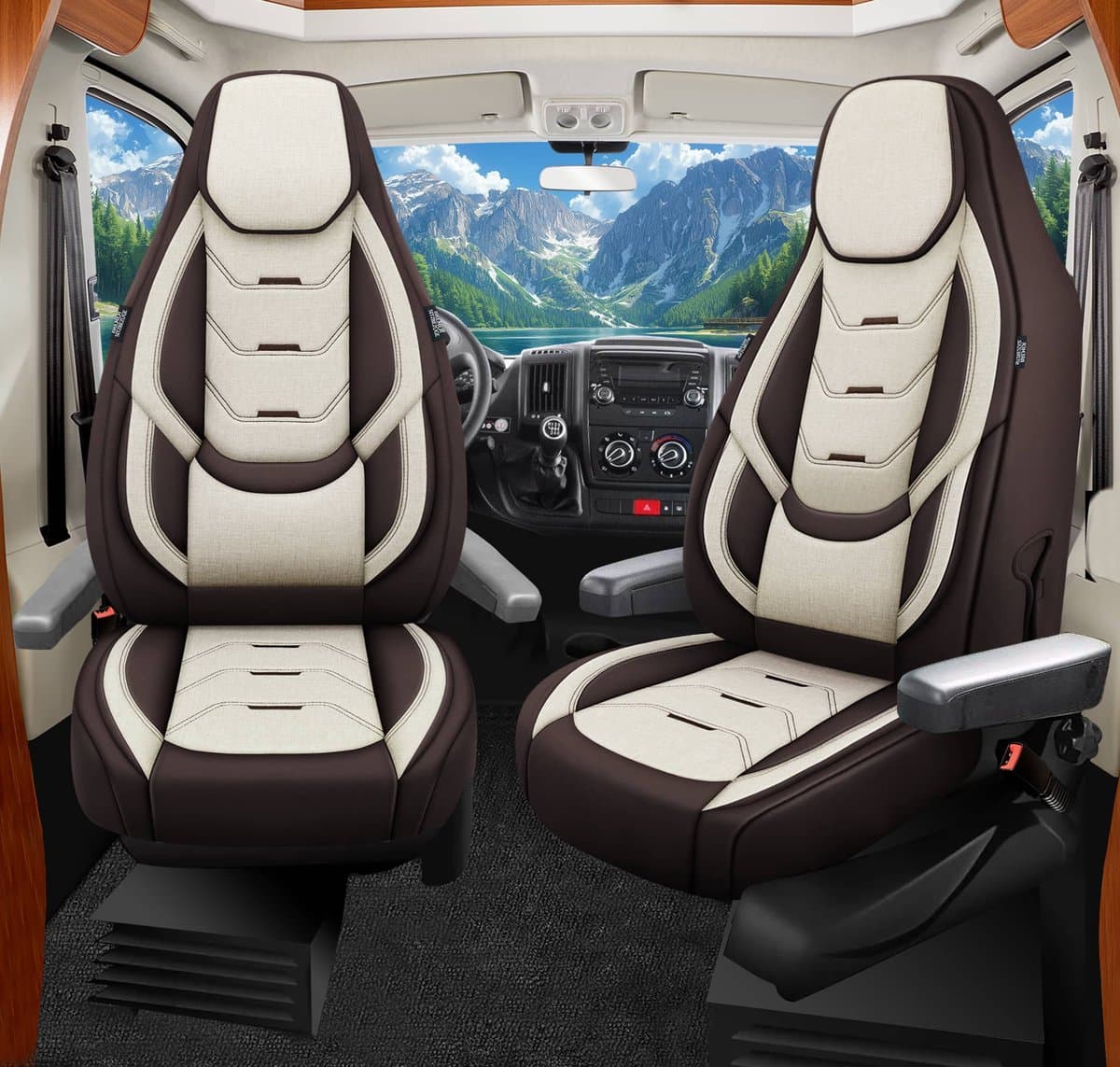 Premium Camper stoelhoezen voor Laika Ecovip / Kosmo H10 in Bruin/Beige (2 losse stoelen)