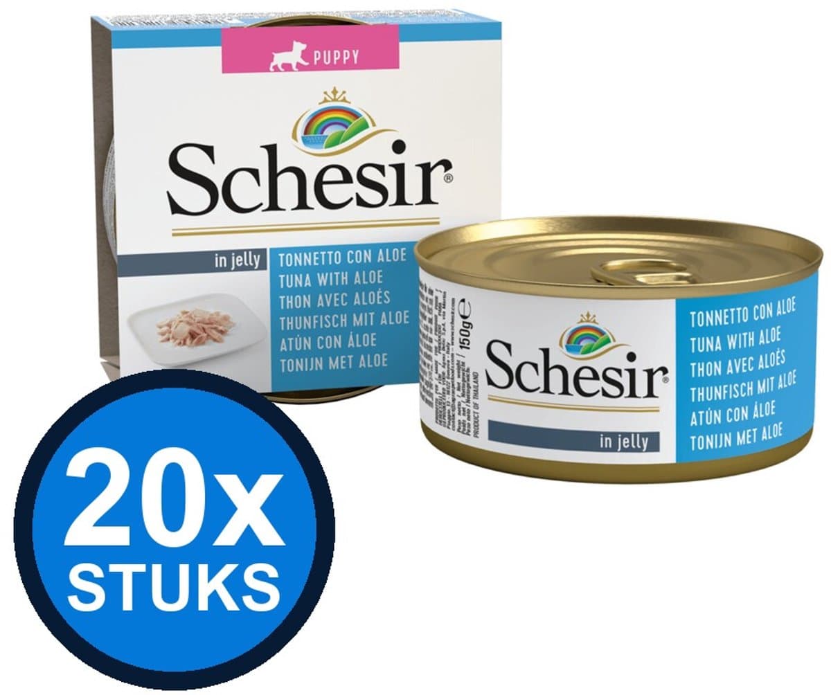 20x Schesir puppy blik gelei tonijn&aloe 150gr