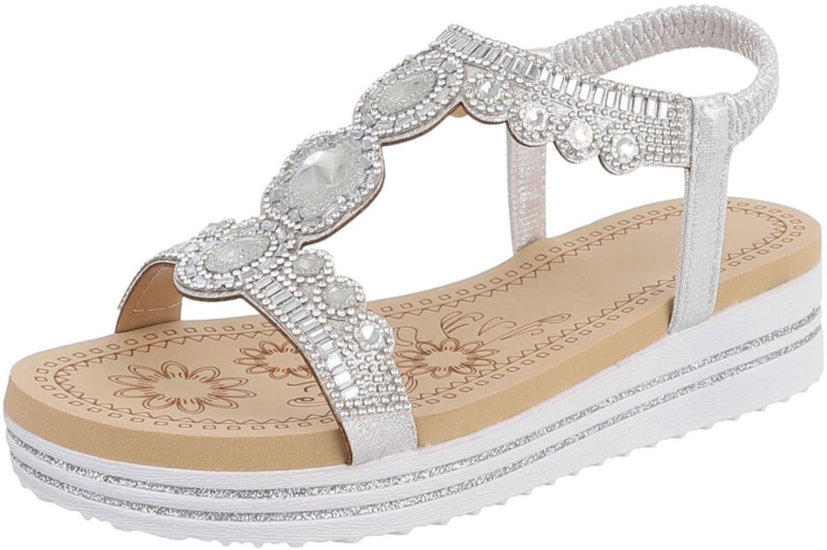 Dames sandalen met strass en plateauzool Mt:41