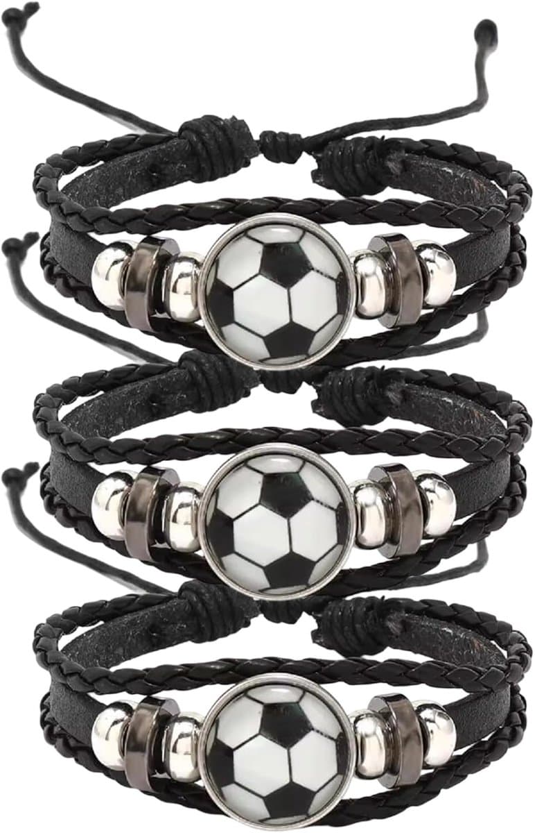 Voetbalarmbanden 3 stuks - Gevlochten voetbal - 19-26 cm - Cadeau voor voetballiefhebbers - SnelShoppen