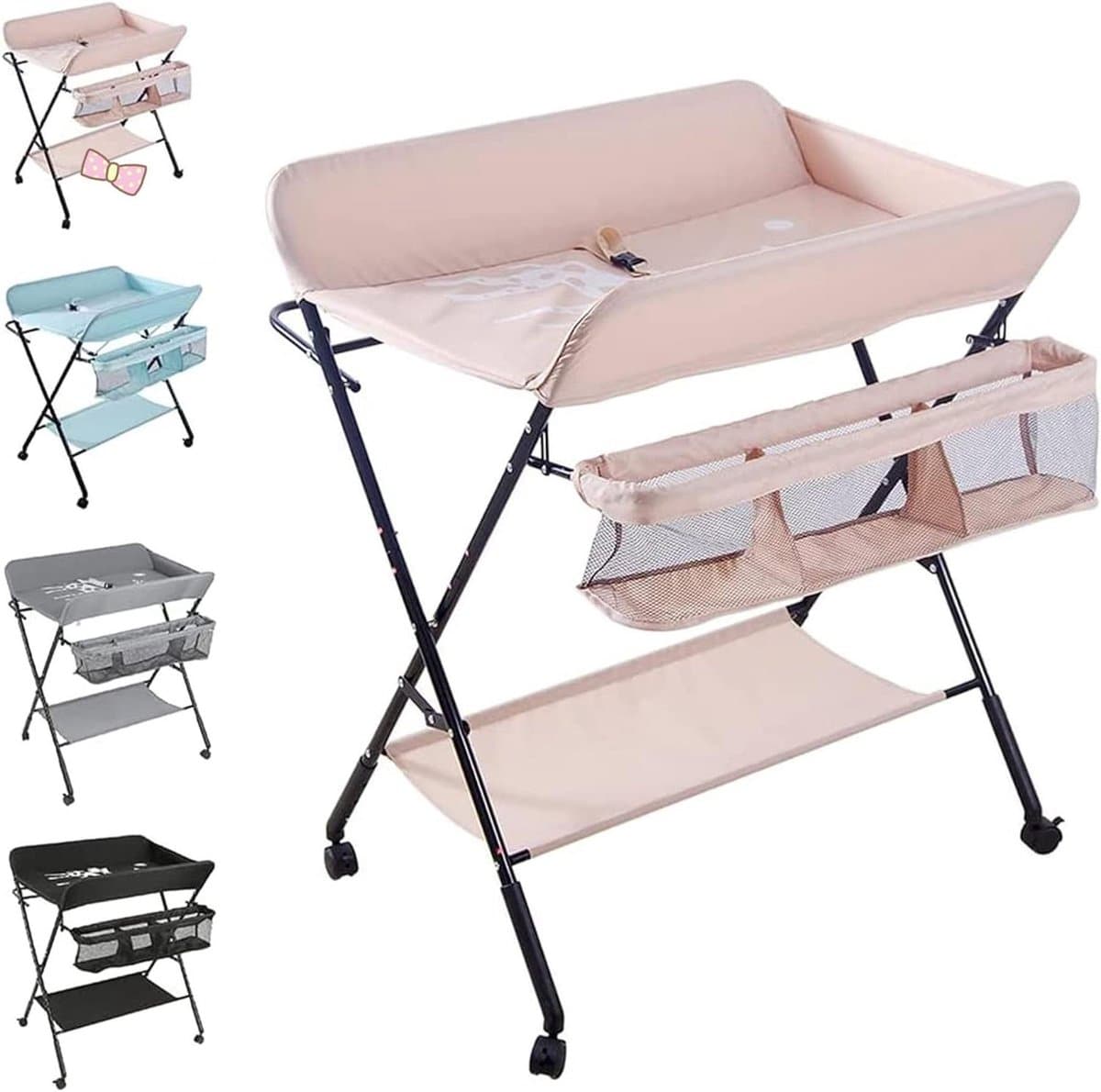 Baby Verschoontafel - Baby Commode - Baby Verzorgen - Inclusief Badje - 80 x 66 x 98 cm - Roze