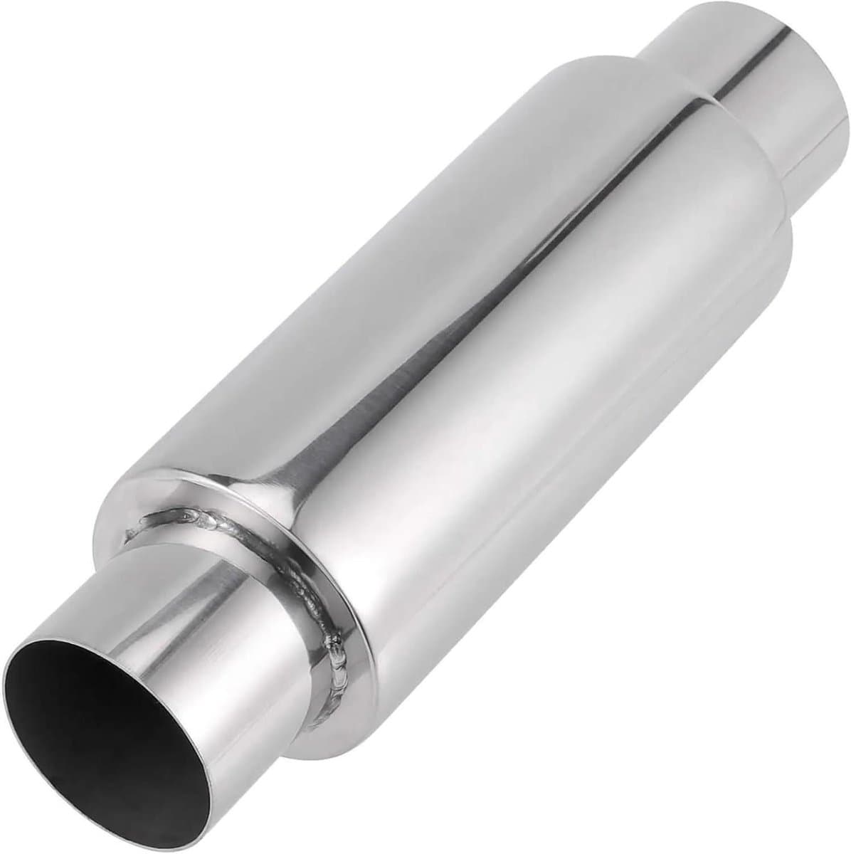 Uitlaatdemper Resonator - Auto Uitlaat Pijp - Motor Geluid Verbeteren - Universele Pasvorm - 3.0 " x 13.8 " - Zilverkleurig