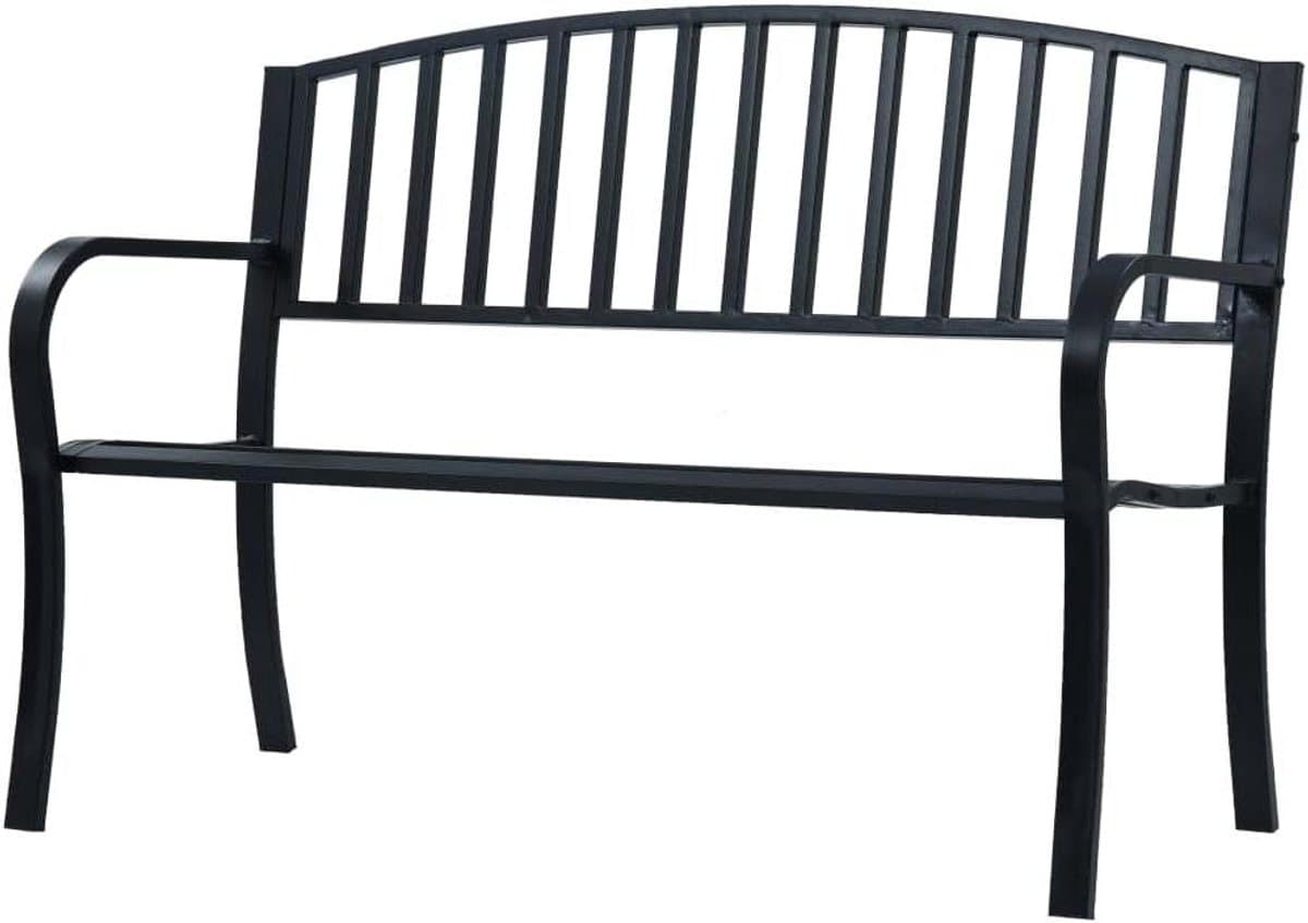 Tuinbank - Zitbank Buiten - Ontspannen Buiten - Gepoedercoat Staal - 120 cm - Zwart