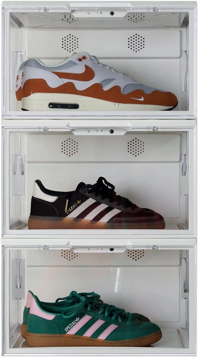 Sneakerstack® LED Sneakerbox Wit – 3 stuks - Stapelbare Schoenenbox – Past tot schoenmaat 48 – Premium Opbergbox