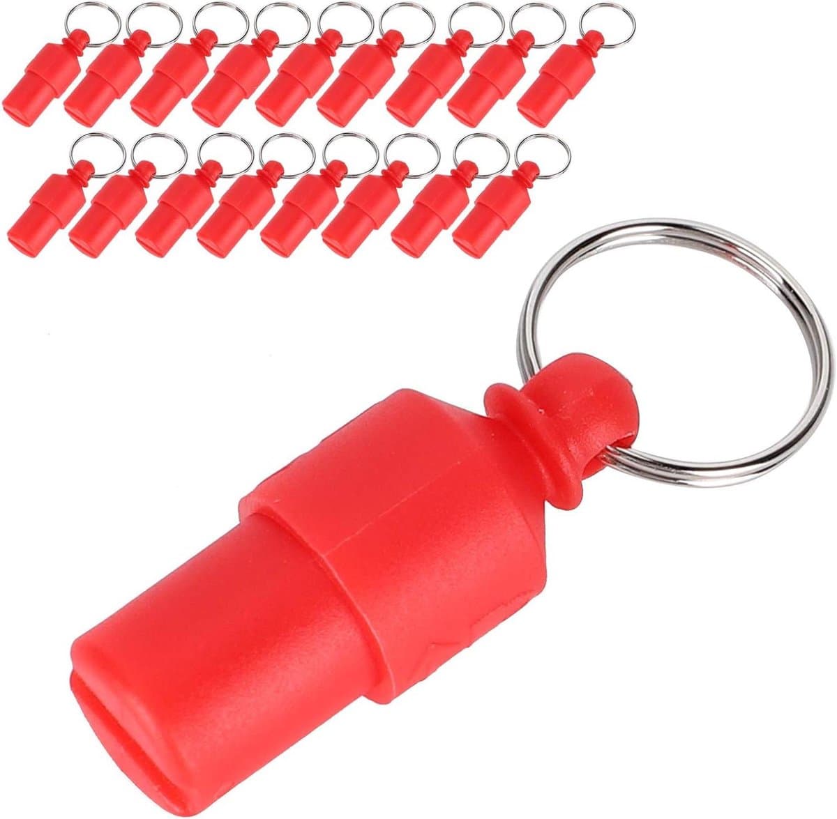 Huisdier ID Tube - Hondenpenning Kattenpenning - Veiligheid Thuis - Waterdichte Opbergruimte - 20 stuks - Rood