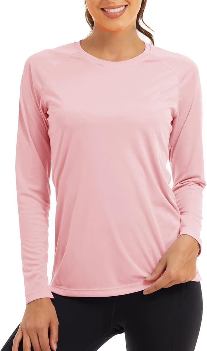 UV-beschermend T-shirt voor dames, lange mouwen, UPF 50+, sneldrogend, ademend, lange mouwen, licht, voor sport