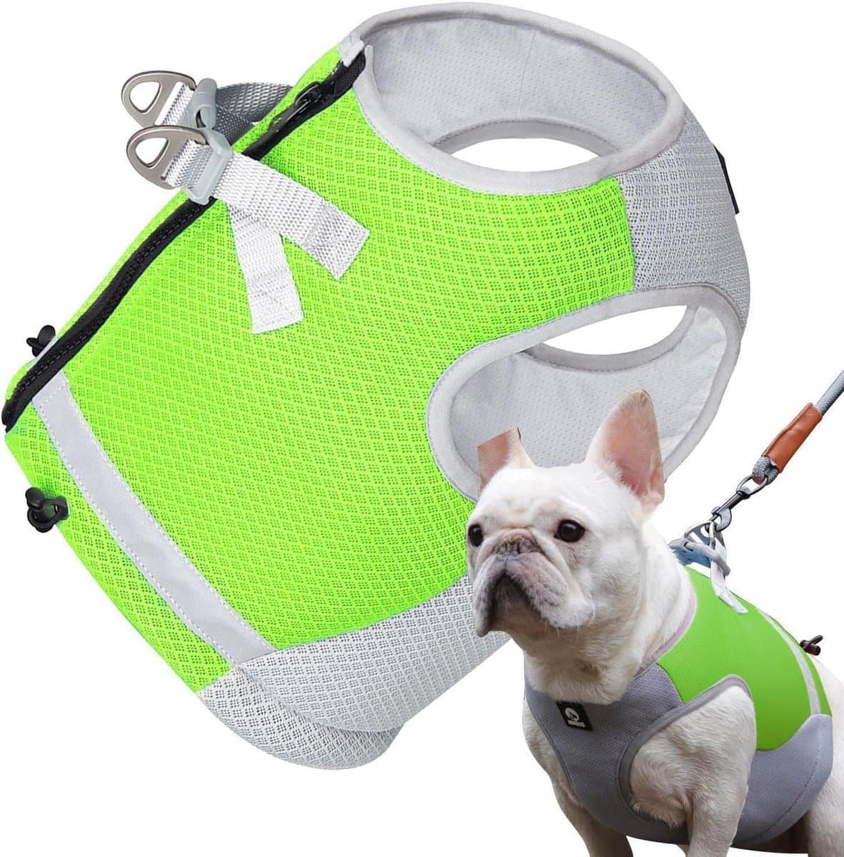 Koelharnas Hond - Verkoelend Vest - Zomerse Wandelingen - 3-laags Koelstof - Verstelbaar - Groen