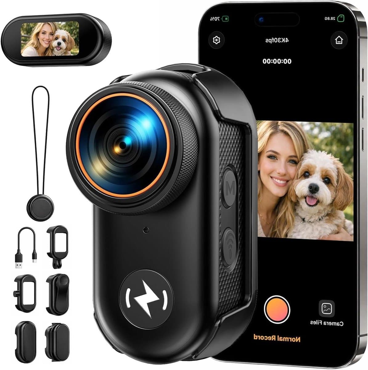 Mini Camera 4K - Vlog Camera - Content Creëren - Magnetische Bevestiging - 44 Gram - Zwart