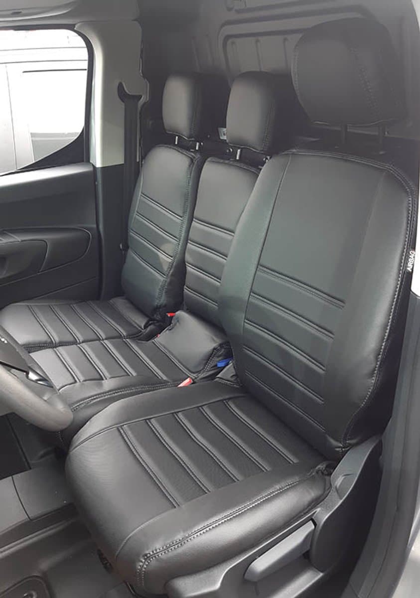 Pasvorm stoelhoezen Opel Combo E 2018-heden (geschikt voor stoel en duobank) - Kunstleer zwart