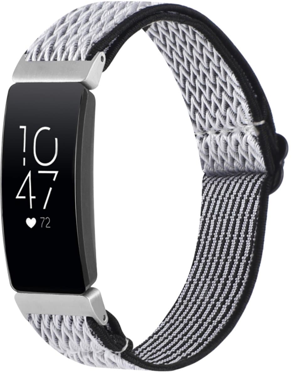 Voor Fitbit Inspire 2 Buckle Wave gevlochten nylon horlogeband (wit zwart)