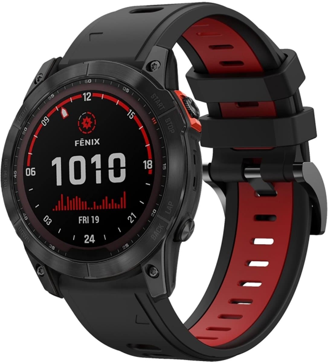 For Garmin Fenix 7X 26mm Two-Color Sports Silicone Watch Band(Black+Red)