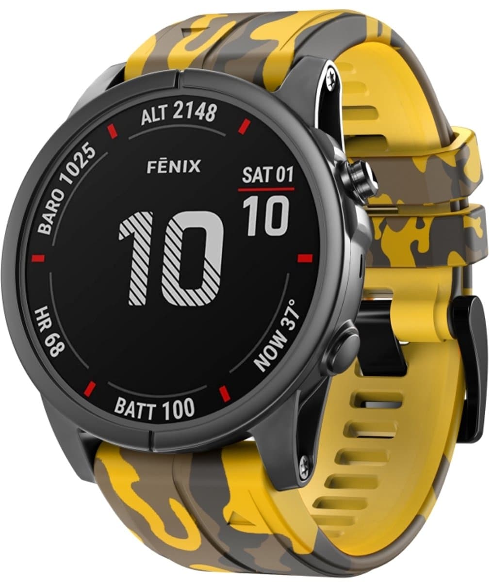 Voor Garmin Fenix 7 Camouflage siliconen horlogeband (geel)