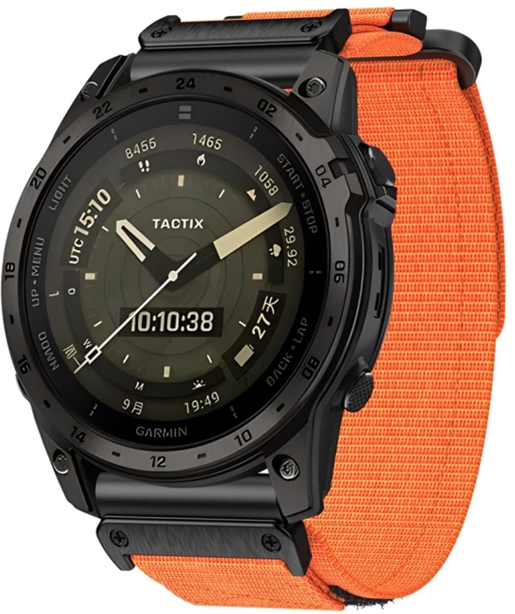 Voor Garmin MARQ Athlete Gen 2 22 mm tweedelige nylon horlogeband (oranje)