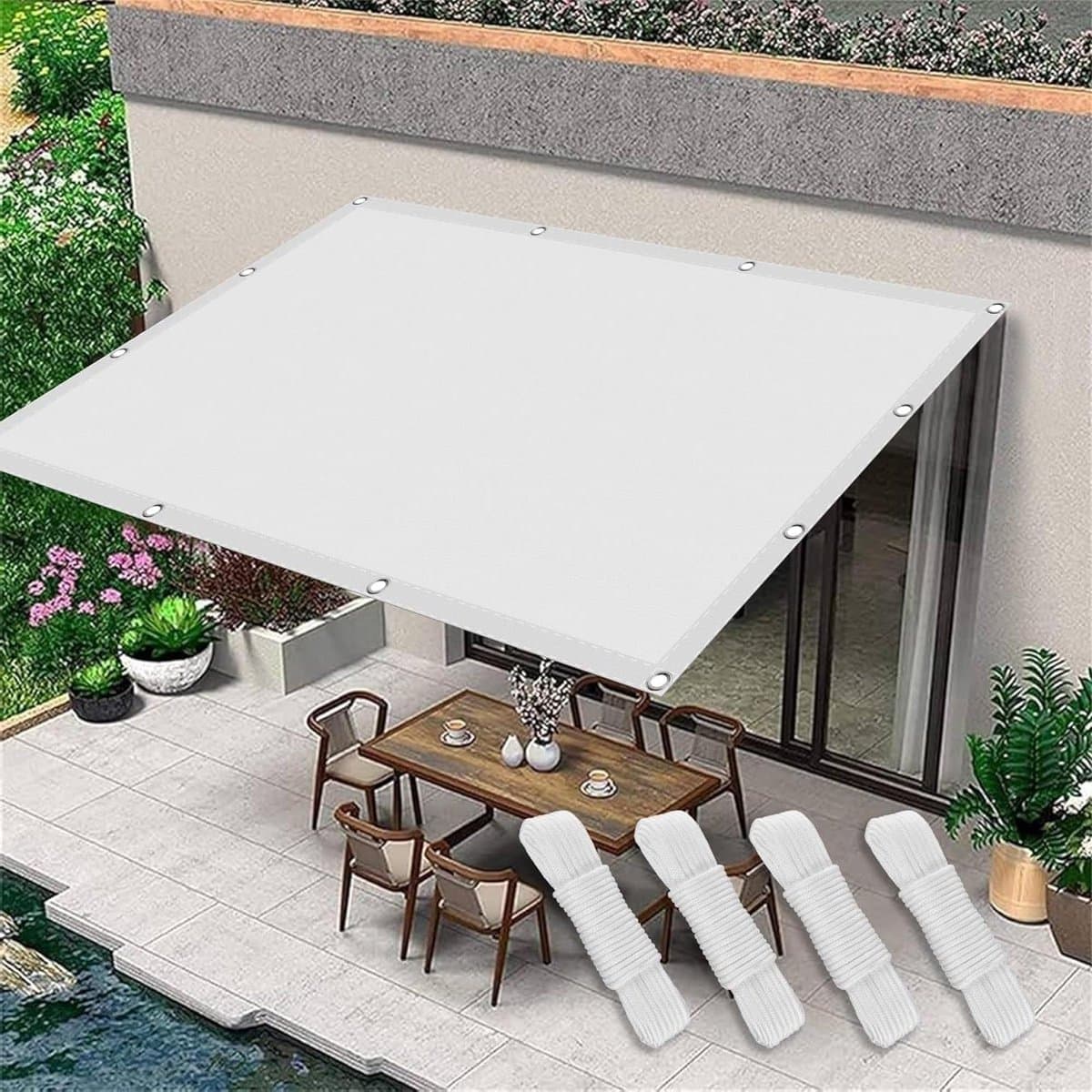 Zonnezeil Luifel - Schaduwdoek Terras - Buiten Ontspannen - Waterdicht UV-bestendig - 170 x 520 cm - Wit