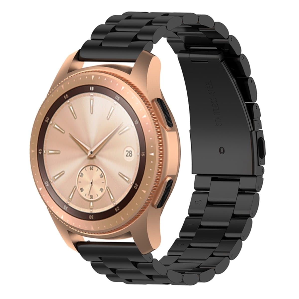 Voor Galaxy Watch 42mm Three Pearl stalen horlogeband (zwart)