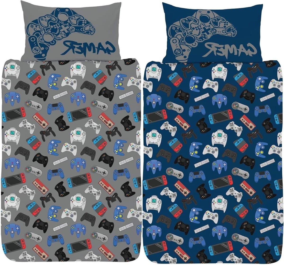 Dekbedovertrek Set - Beddengoed Controller - Slaapkamer Decoratie - Omkeerbaar Design - 135x200 cm - Donkerblauw Grijs