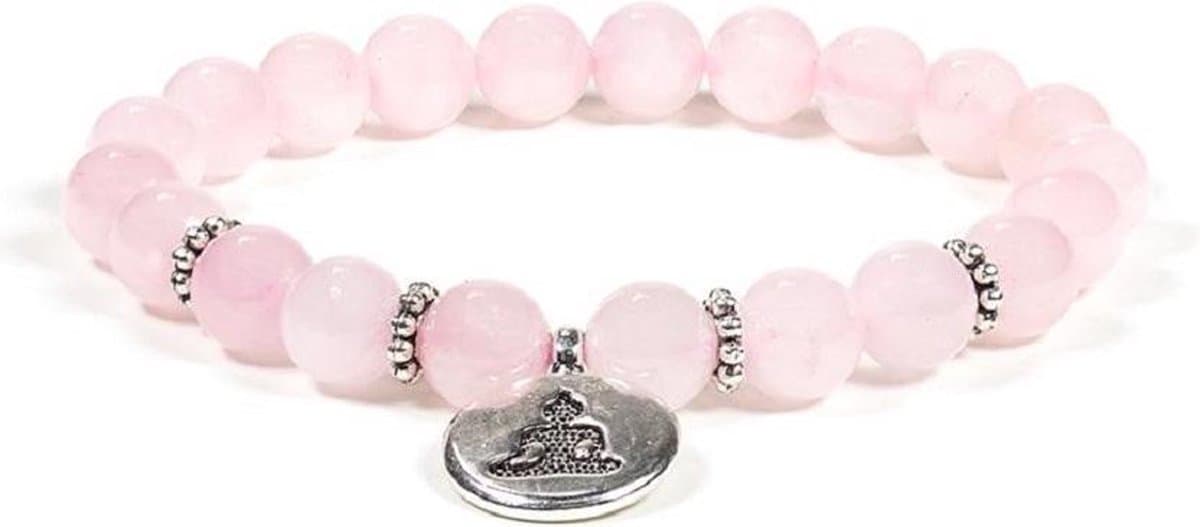 Mala Armband Rozenkwarts Elastisch met Boeddha