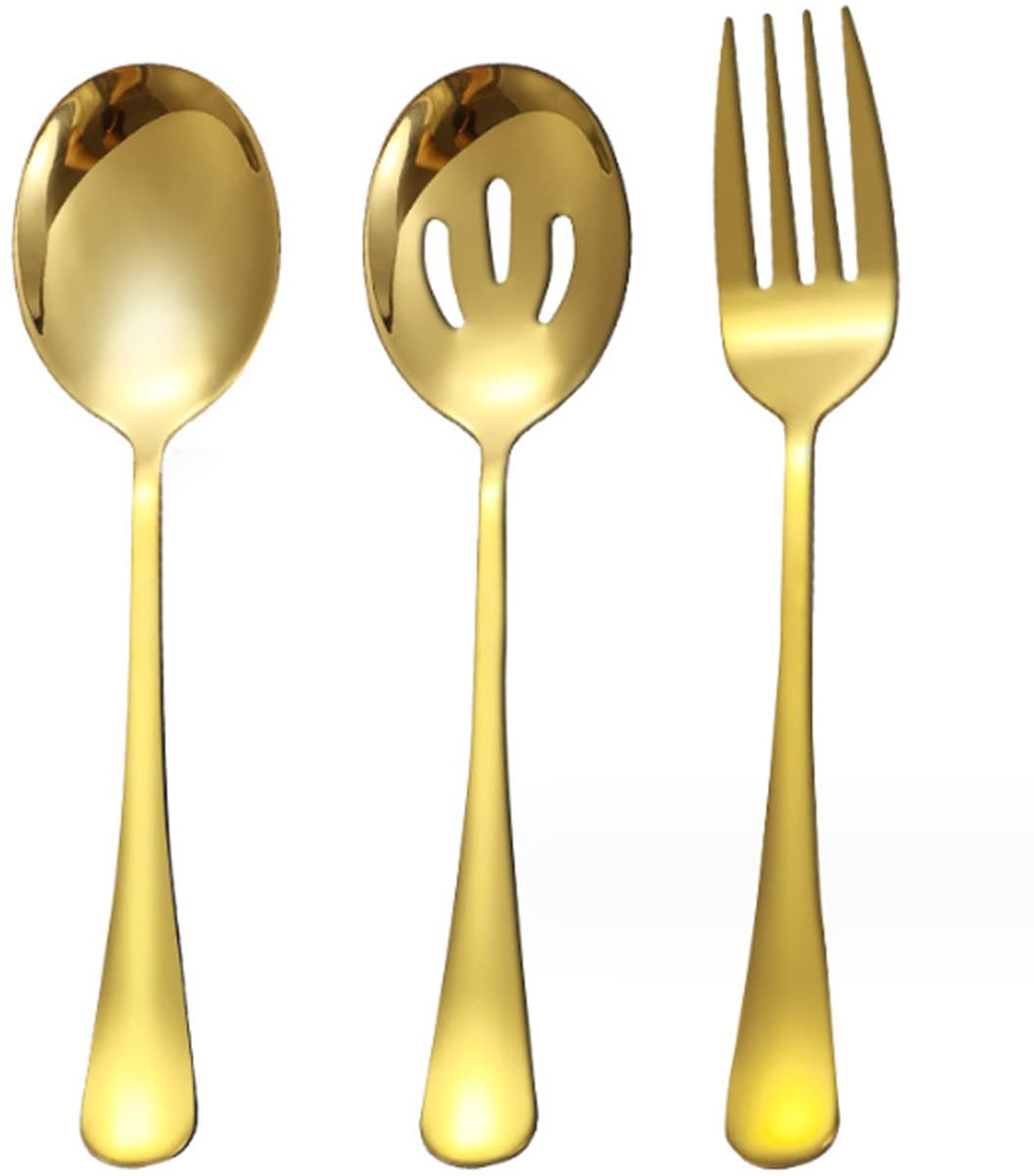 Gigicial Serveergerei - Serveergerei Set - Roestvrij Staal En Goudkleurig Design Voor Buffetten En Feesten - 6 Stuks - Voor Thuis En Catering In Goud