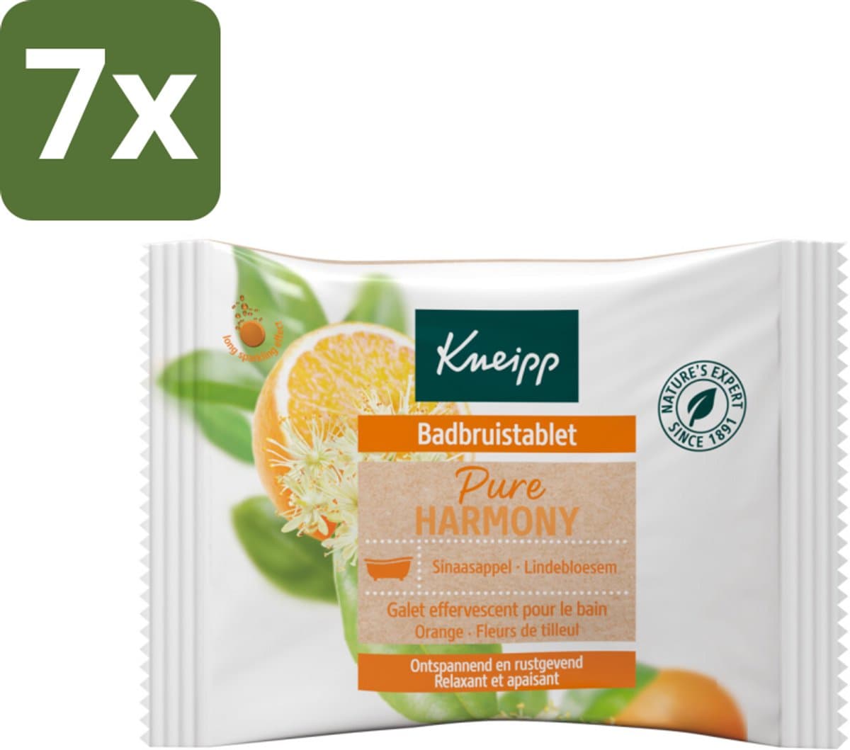 Kneipp - Badbruistablet - Oranje lindebloesem - Bulkverpakking - 7 stuks