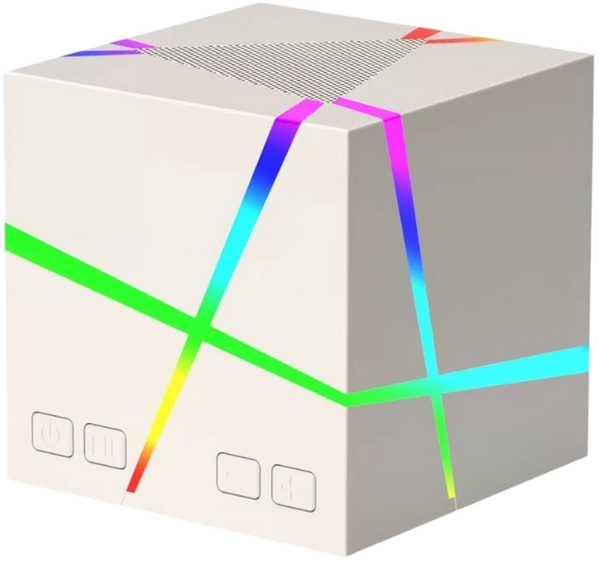 Fivesquare MiniCube LED Speaker – Mini Bluetooth Speaker met Ritme-Reactieve RGB Licht & AUX/TF Ondersteuning Beige