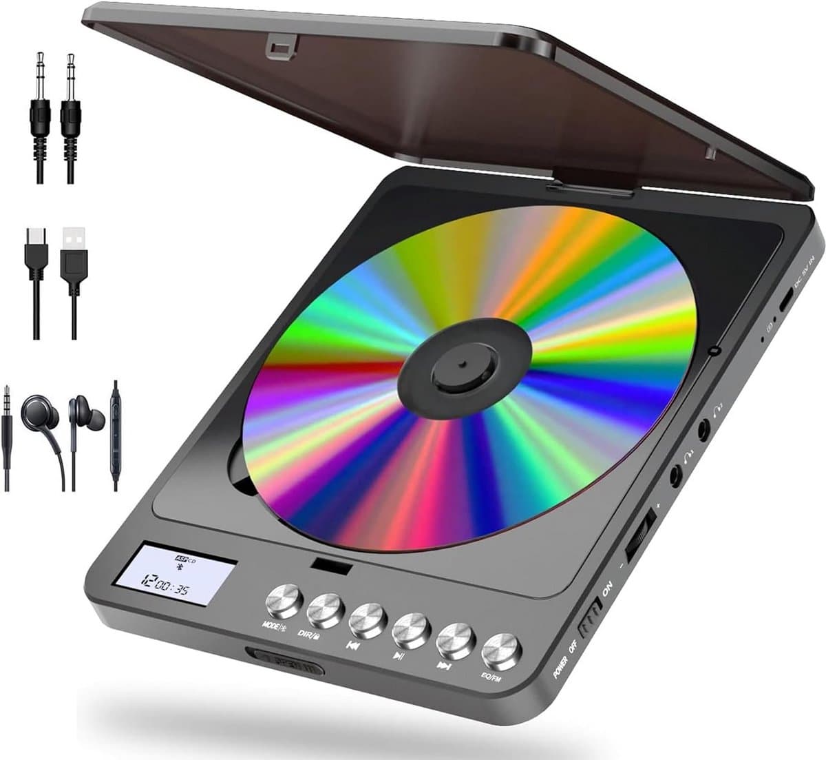 Draagbare Oplaadbare CD Speler met Bluetooth, Ingebouwde Speaker en FM Zender