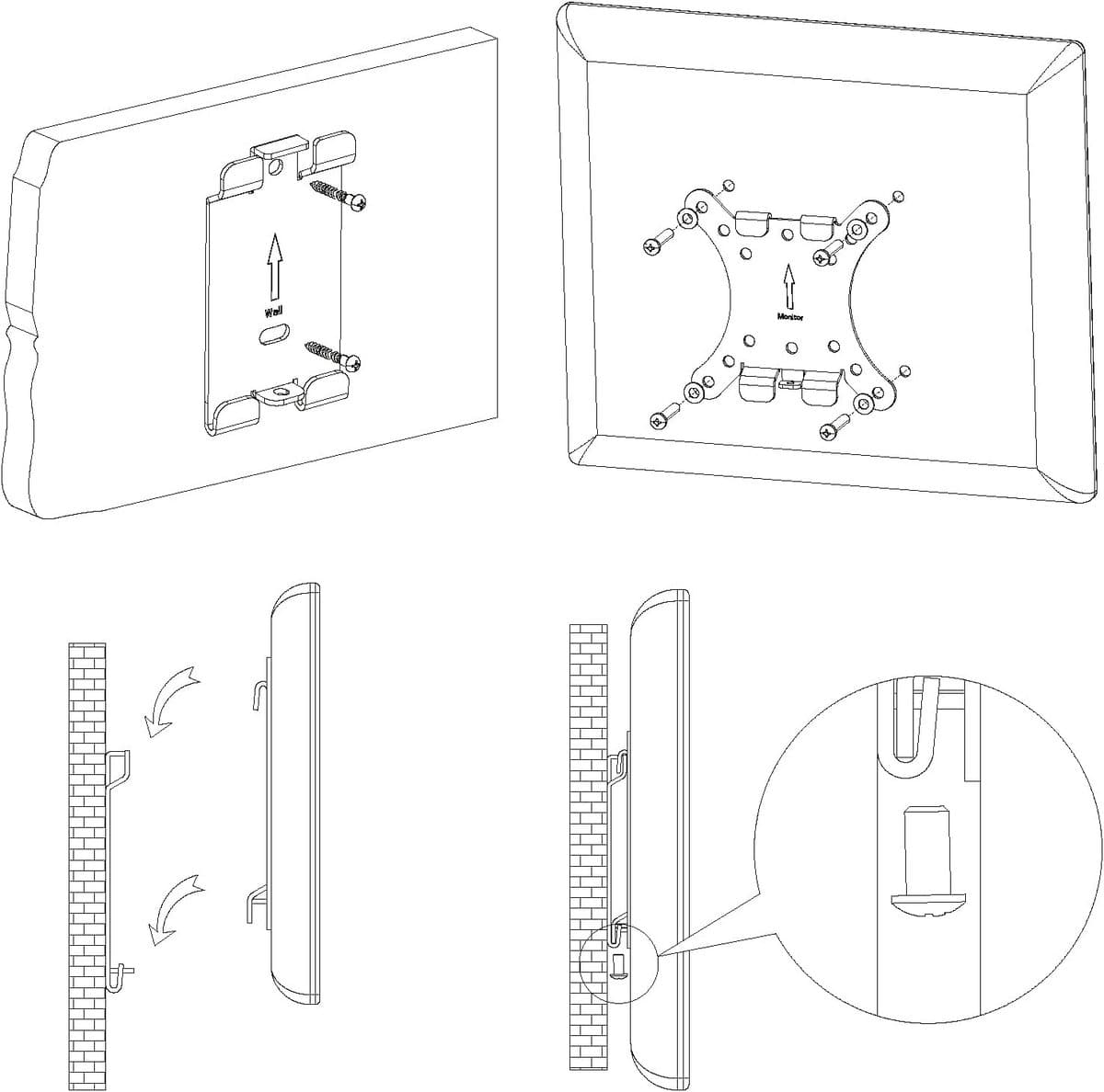 Universele Dunne TV Muurbeugel Zwart - Vast Montage voor 13-27 inch Schermen - VESA 50/75/100