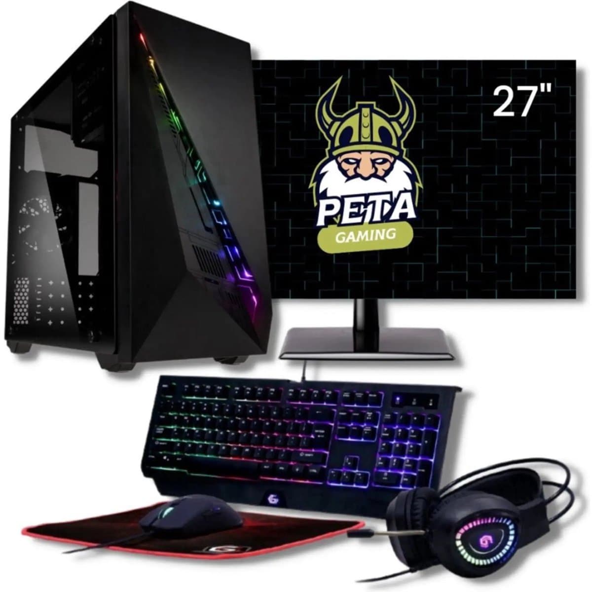 Peta GamePC Gaming Set – AMD Ryzen 7 5700G – Radeon Vega 8 – 8GB RAM – 250GB SSD – Complete Starter Gaming PC Set – Windows 11 Pro – Wifi – RGB Gaming Behuizing