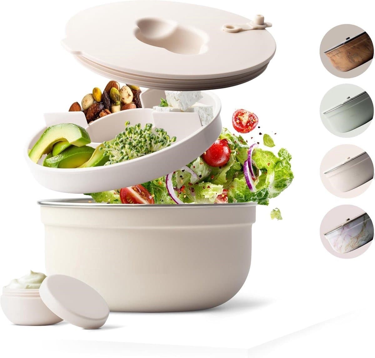 ST TRADİNG Saladebox met Dressingbakje - 1,5 Liter Lunchbox voor Werk en Onderweg