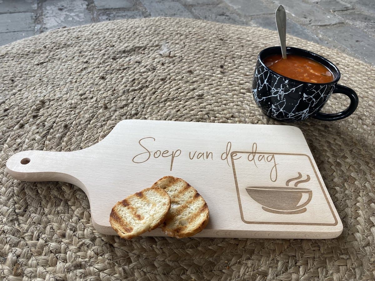 Creaties van Hier - serveerplankje - soep - 35 cm - hout