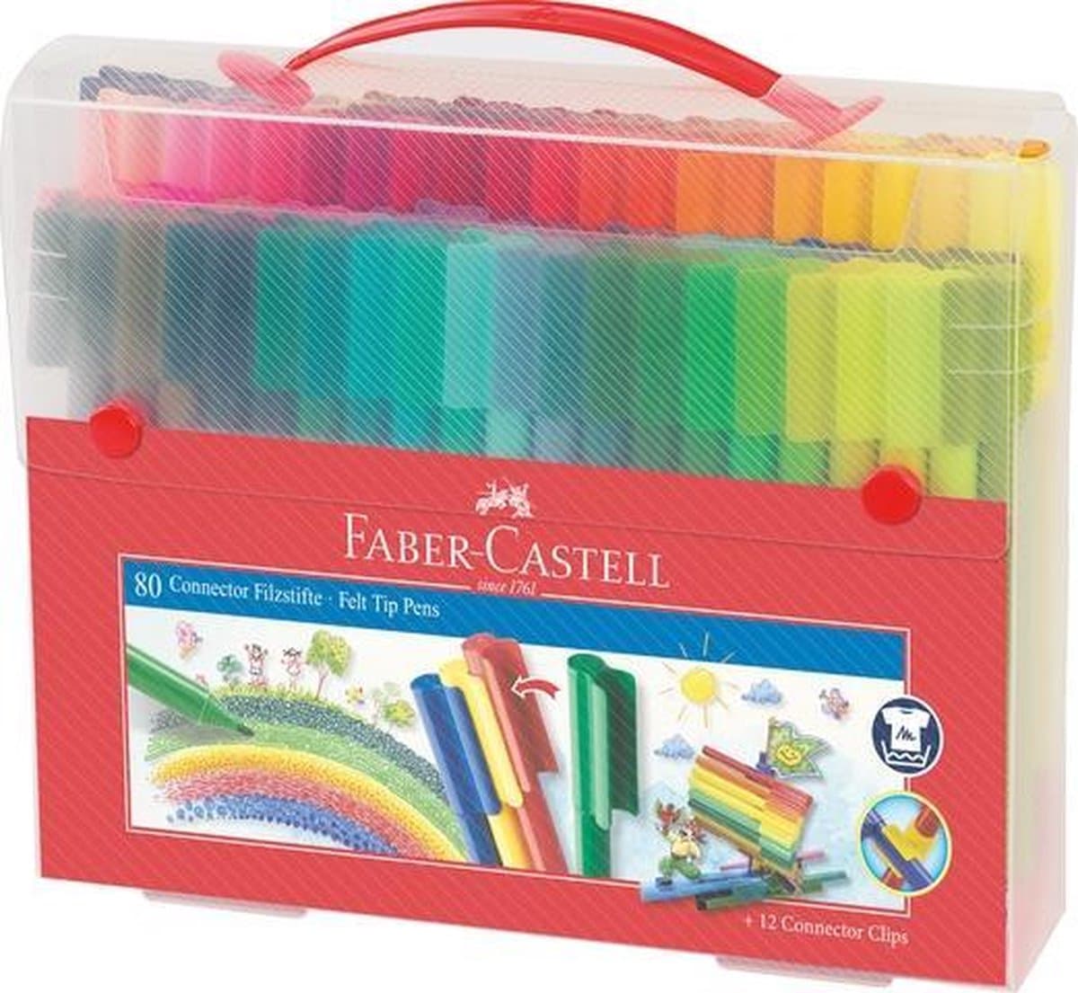 Faber-Castell connector viltstift set - 80 stuks, assortiment kleuren