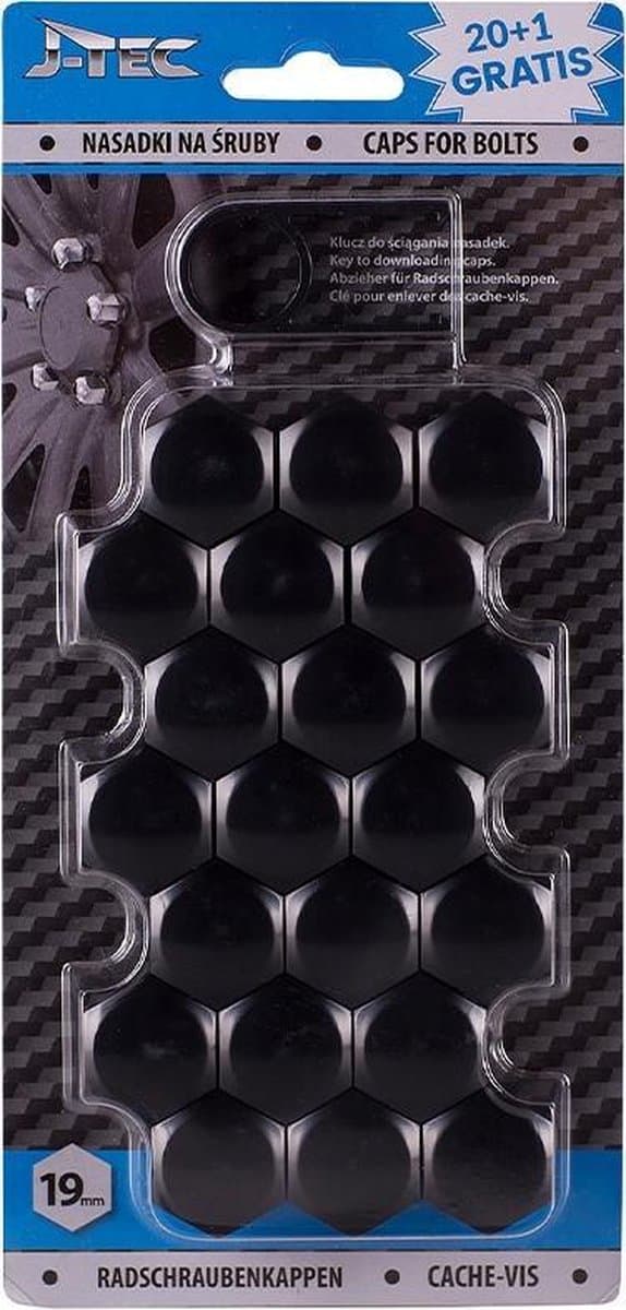J-TEC Wielbout Wielmoer 19mm Doppen Beschermende Afdekkapjes Zwart 20 stuks (set)
