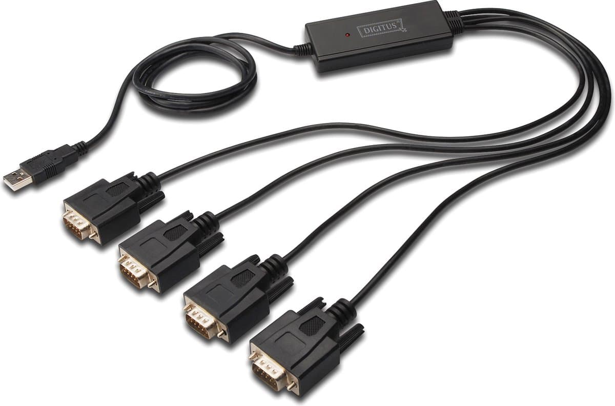Digitus USB 2.0, Serieel Adapterkabel [1x USB-A 2.0 stekker - 4x D-sub stekker 9-polig] 1.50 m