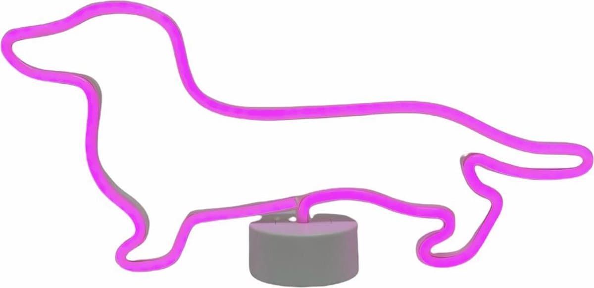 Teckel led neon lamp hond (Kleur Roze)