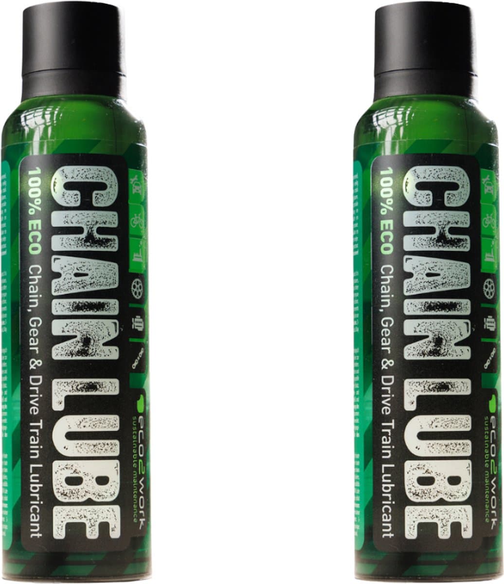 Eco2work kettingspray - 2x 200ml (400ml) - Kettingreiniger - Biologische afbreekbare kettingspray - Kettingspray fiets - Kettingvet - Smeermiddel - Kettingolie - Duurzaam