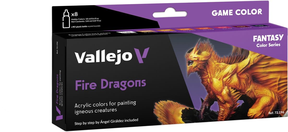 Vallejo Hobbyverf Acrylverf - 72196 Fire s - Fantasy and Wargames - Game Color - Acryl Set - 8x Verf set - 8x 18 ml