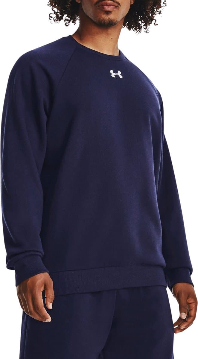 Under Armour UA Rival Fleece Crew Heren Sporttrui - Navy - Wit