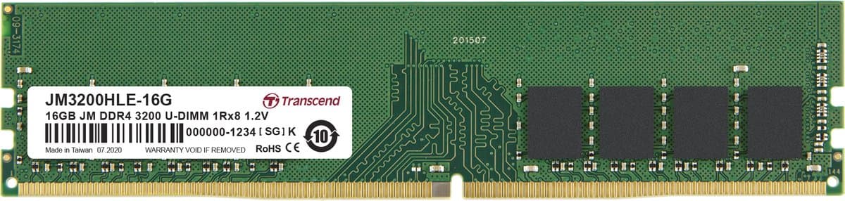 Transcend JetRam JM3200HLE-16G geheugenmodule 1 x 16 GB DDR4 3200 MHz