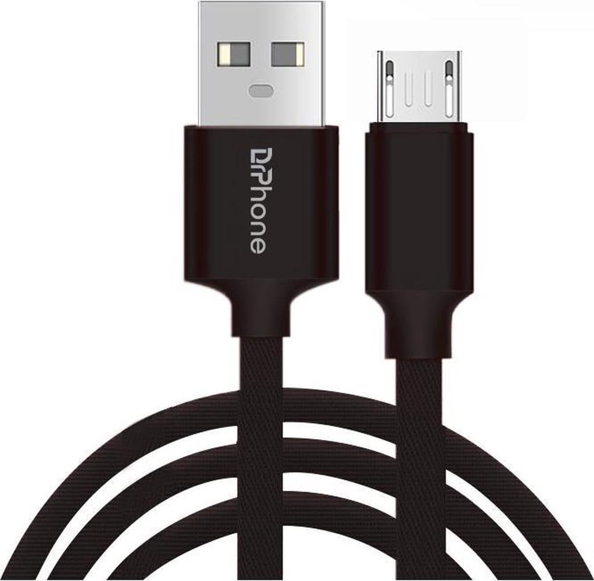 DrPhone HybridX - 2 Meter Kabel - Data + Opladen - Playstation 4 - MICRO USB - Oplaadkabel - Zwart