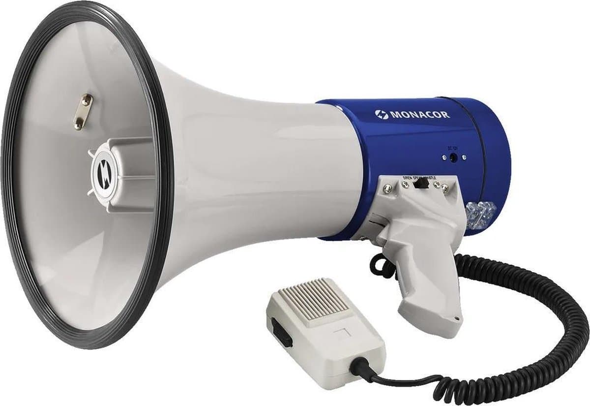 Monacor TM-17 Megafoon Met handmicrofoon, Met geluiden