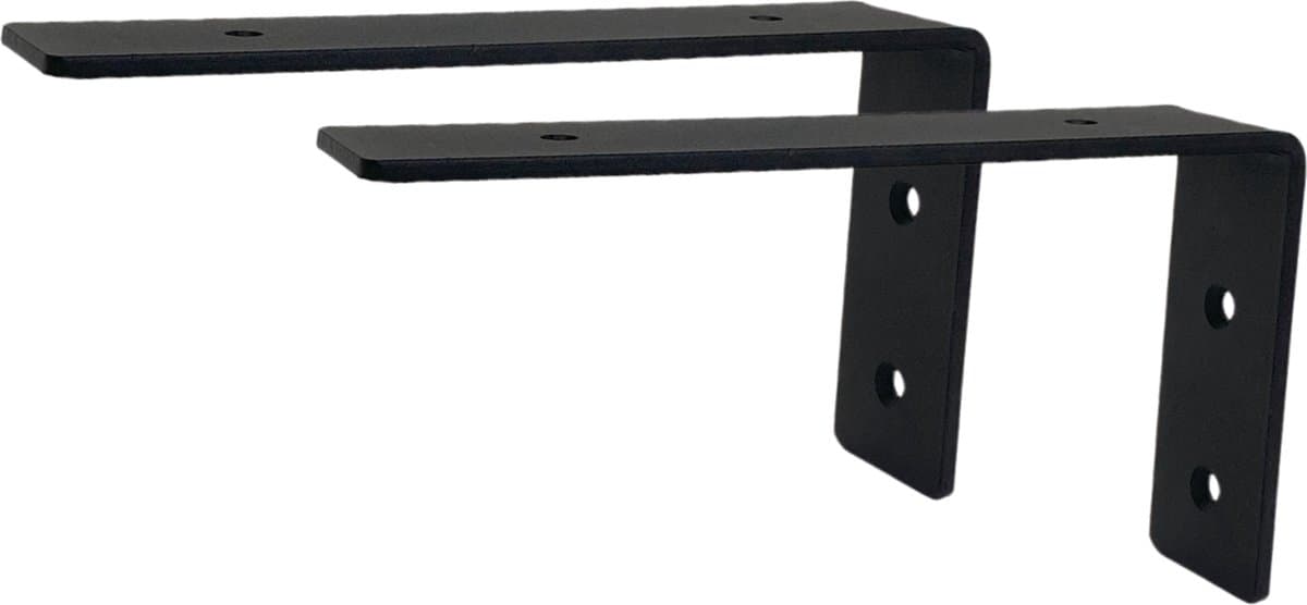 Maison DAM Plankdragers L vorm - Plankdragers – Voor plank 20cm tot en met 25cm – Mat zwart - Incl. bevestigingsmateriaal + schroefbit