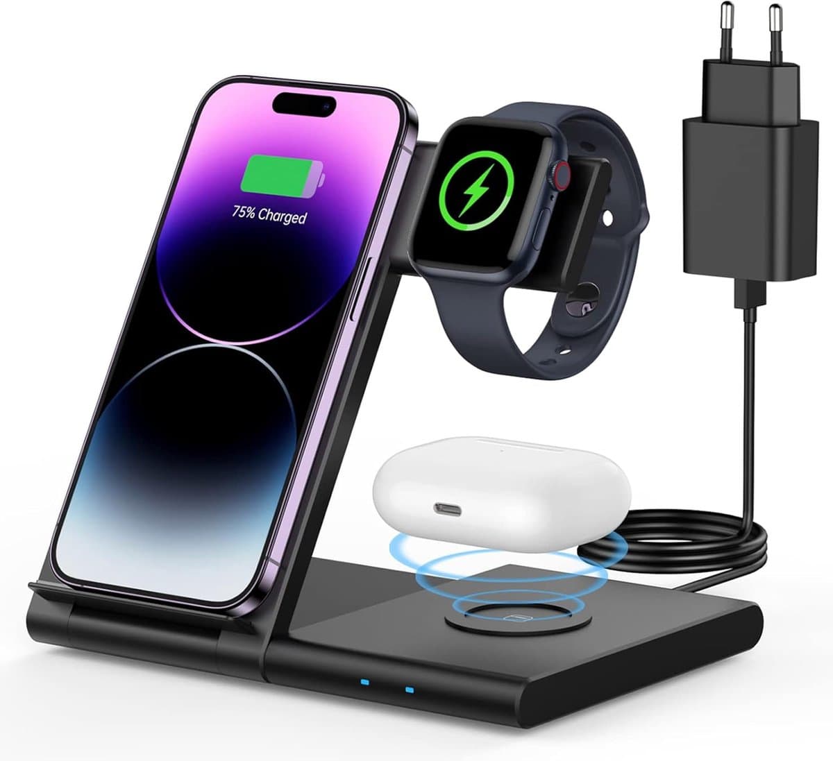 Oplaadstation - Draadloos Oplaadstation - Oplaadstation geschikt voor X - Mobiel, Telefoon, Oortjes en Horloge