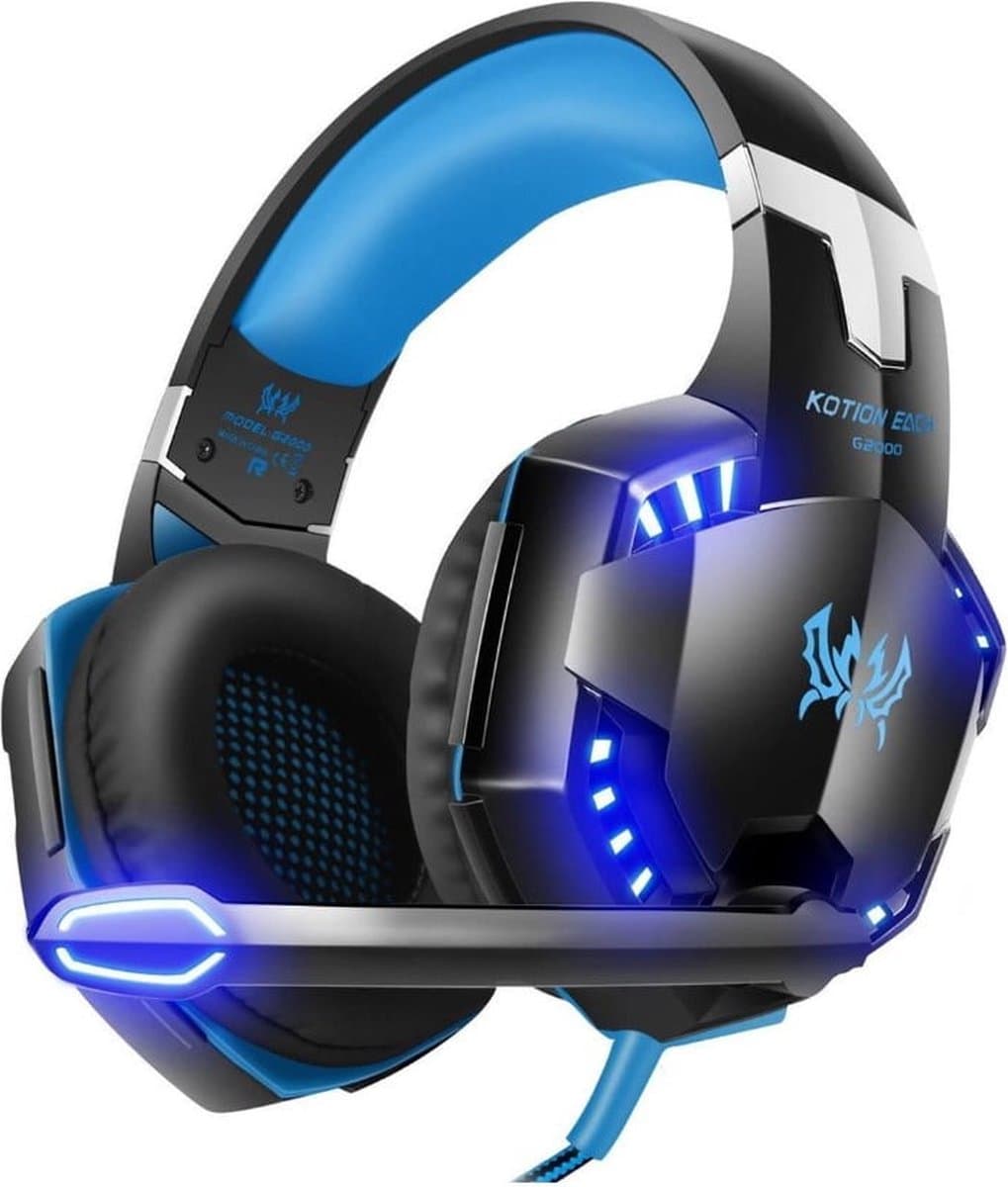 Kotion Each - G2000 Gaming Headset met stereo USB-microfoon voor PS4-laptops - Zwart/Blauw