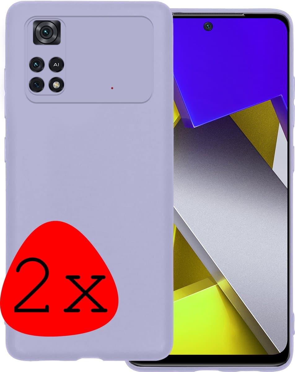 Hoesje 2 Stuks - Geschikt voor Xiaomi Poco X4 Pro 5G - Sterk & Shockproof - Case Siliconen - Back Cover - Telefoon Hoes - Lila