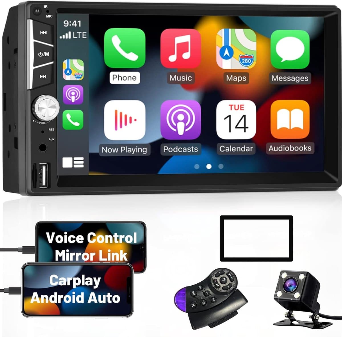 Autoradio met Bluetooth en Achteruitrijcamera - Stuurbediening - Microfoon - Touchscreen
