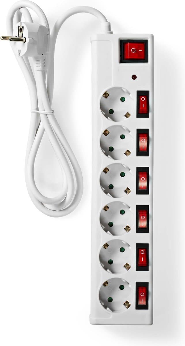 Stekkerdoos - 6-voudig - 230 V - 16 A - 1.5 meter - Wit - Allteq